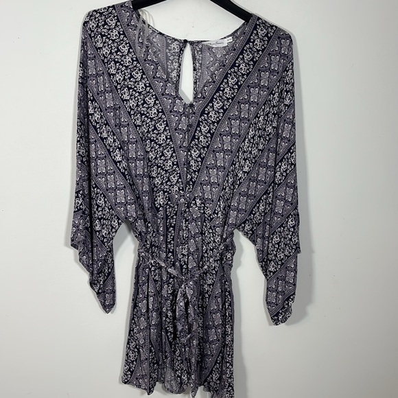 All In Favor XXL Shorts Romper Blue White Floral Print Boho Flowy Pockets Summer - Picture 2 of 11